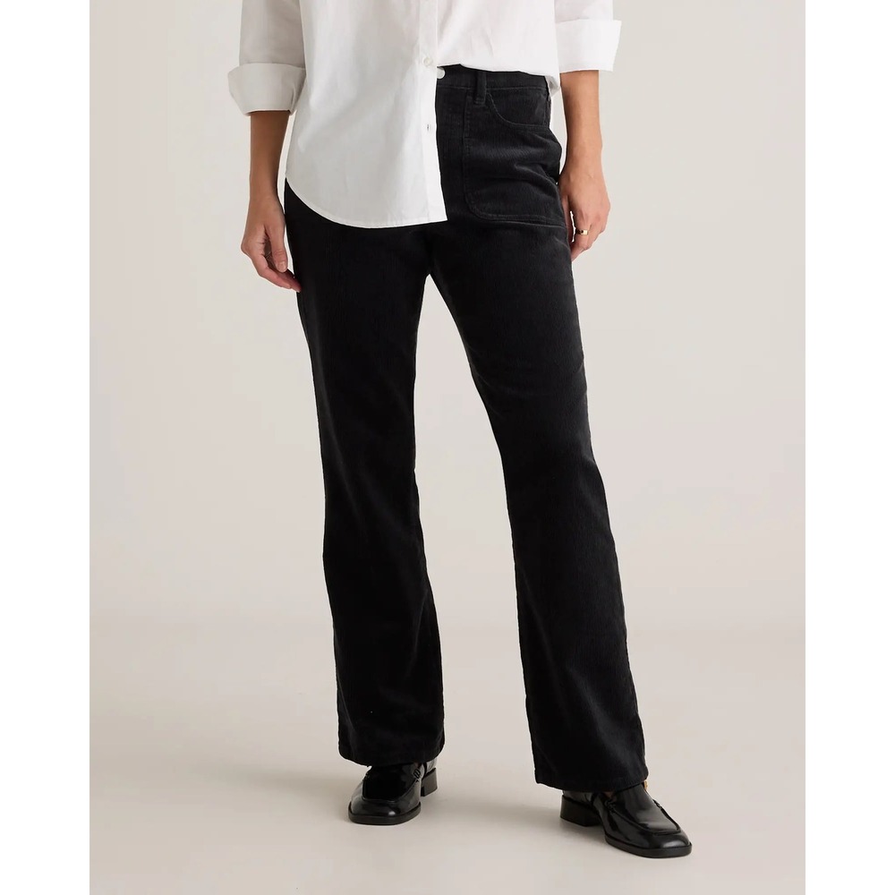 Quince Organic Stretch Corduroy Flare Pants in Black Size 6‎ Classic Essential